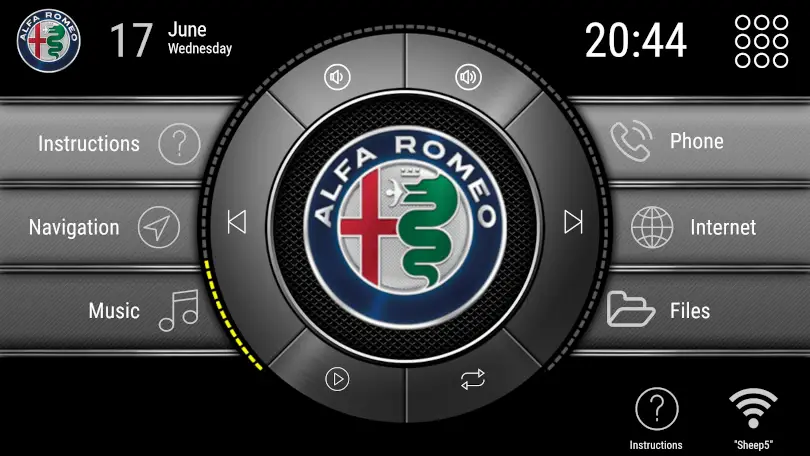 Alfa Romeo logo on CarWebGuru Android Headunit