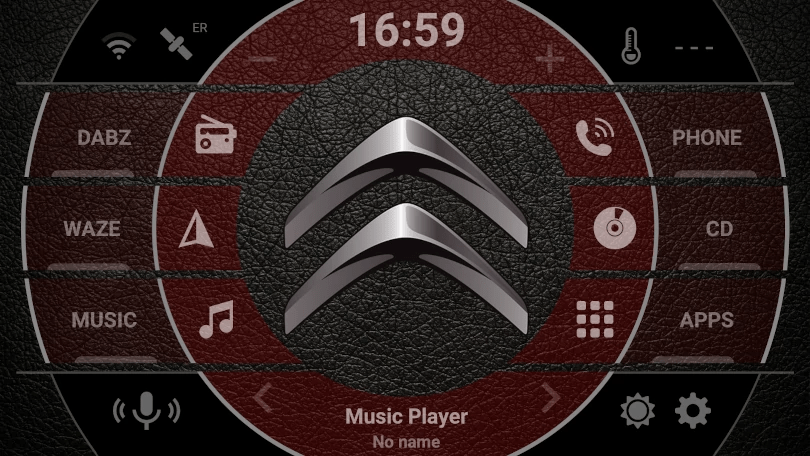 Citroen logo on Android Headunit - red leather