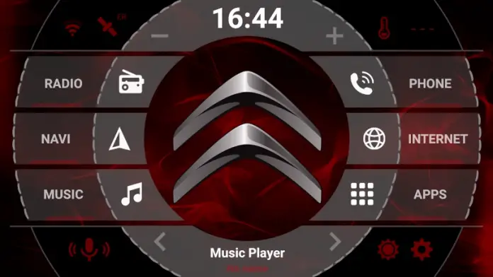 Citroen logo on Android Headunit - red smoke -grey