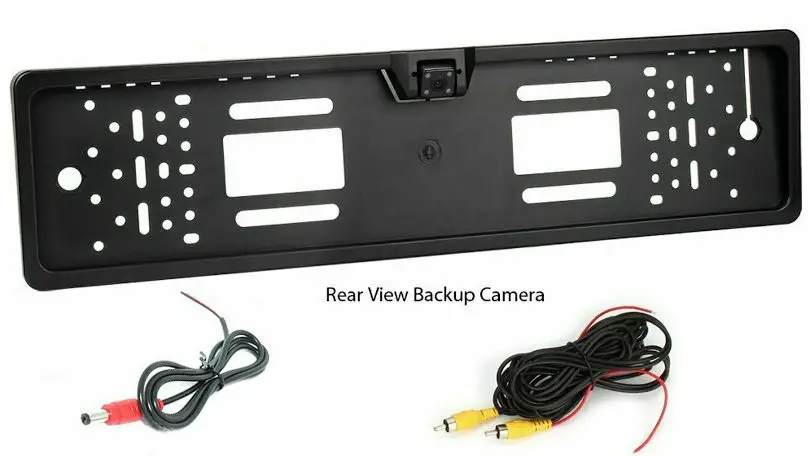 The reversing camera mounted on a licence plate frame for an android headunit
