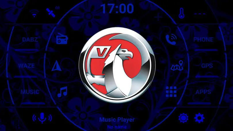 Vauxhall logo on android headunit Blue flowers