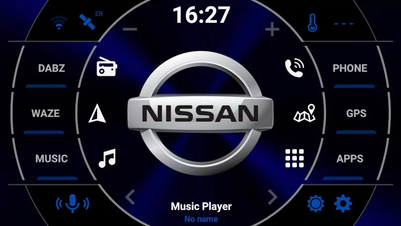 Nissan logo on android head unit blue steel