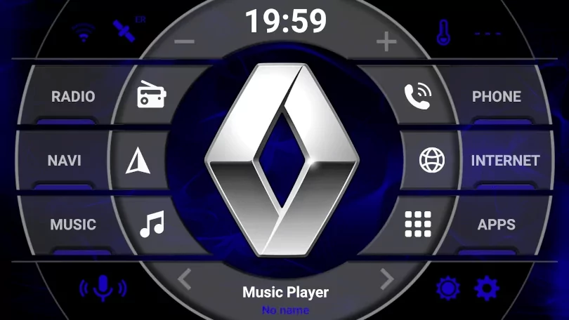 Renault Logo with blue on android Headunit screen
