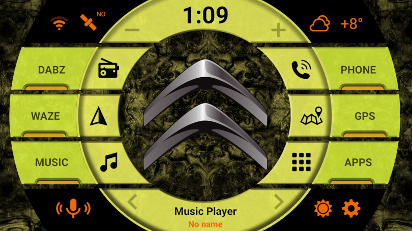 Citroen Logo on Android Headunit Yellow