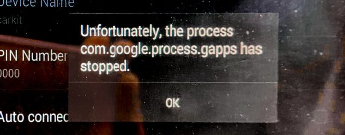 unfortunately the process com.google.process.gapps has stopped