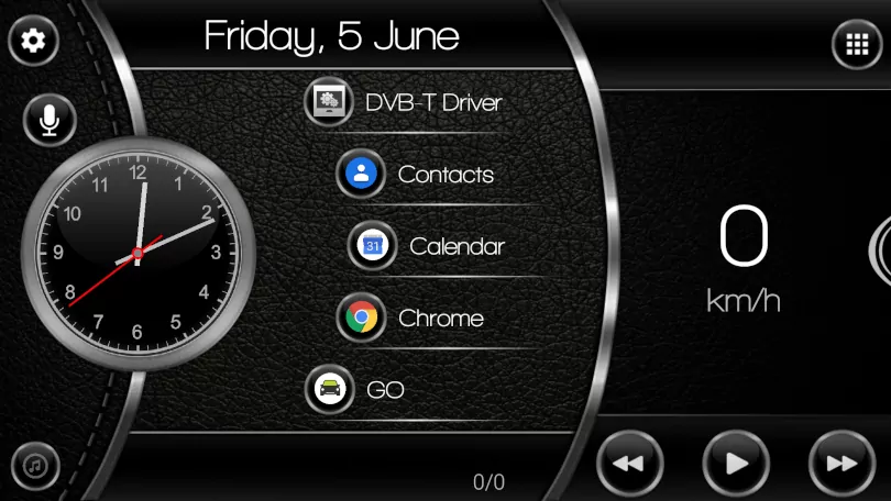 Car launcher in black and chrome for android