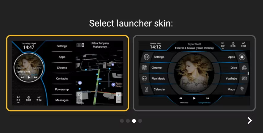 FCC Car Launcher skin selection screen