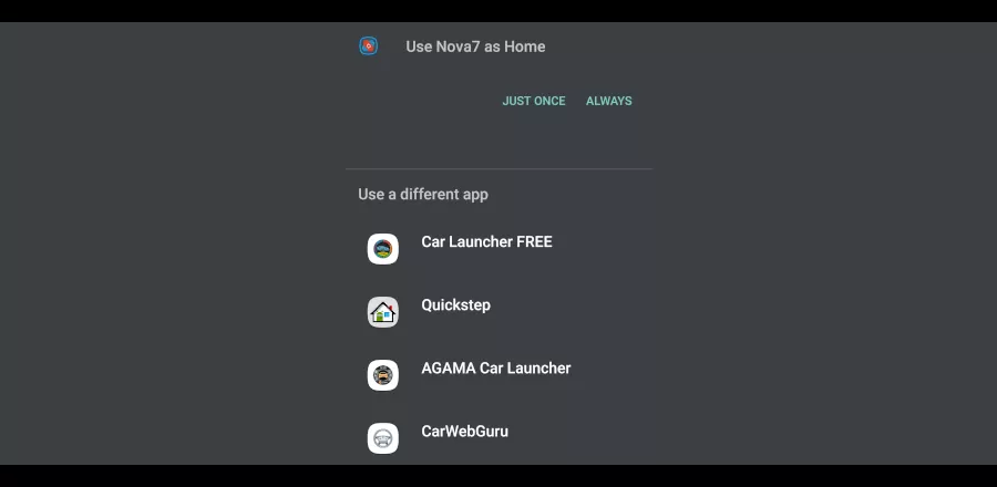 Multiple launchers installed on android head unit - selection screen