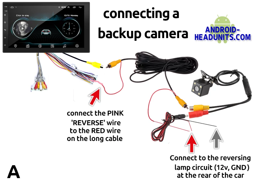 Connect backup camera to android head unit circuit diagram