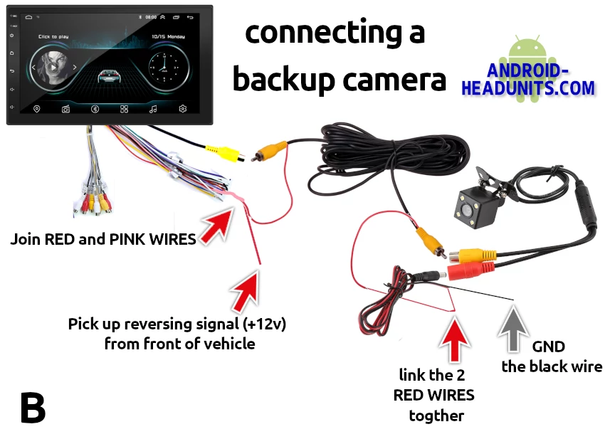 Wiring diagram of backup camera install for android head unit