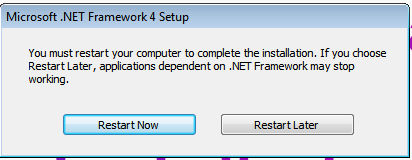 Reboot after installing dotNET